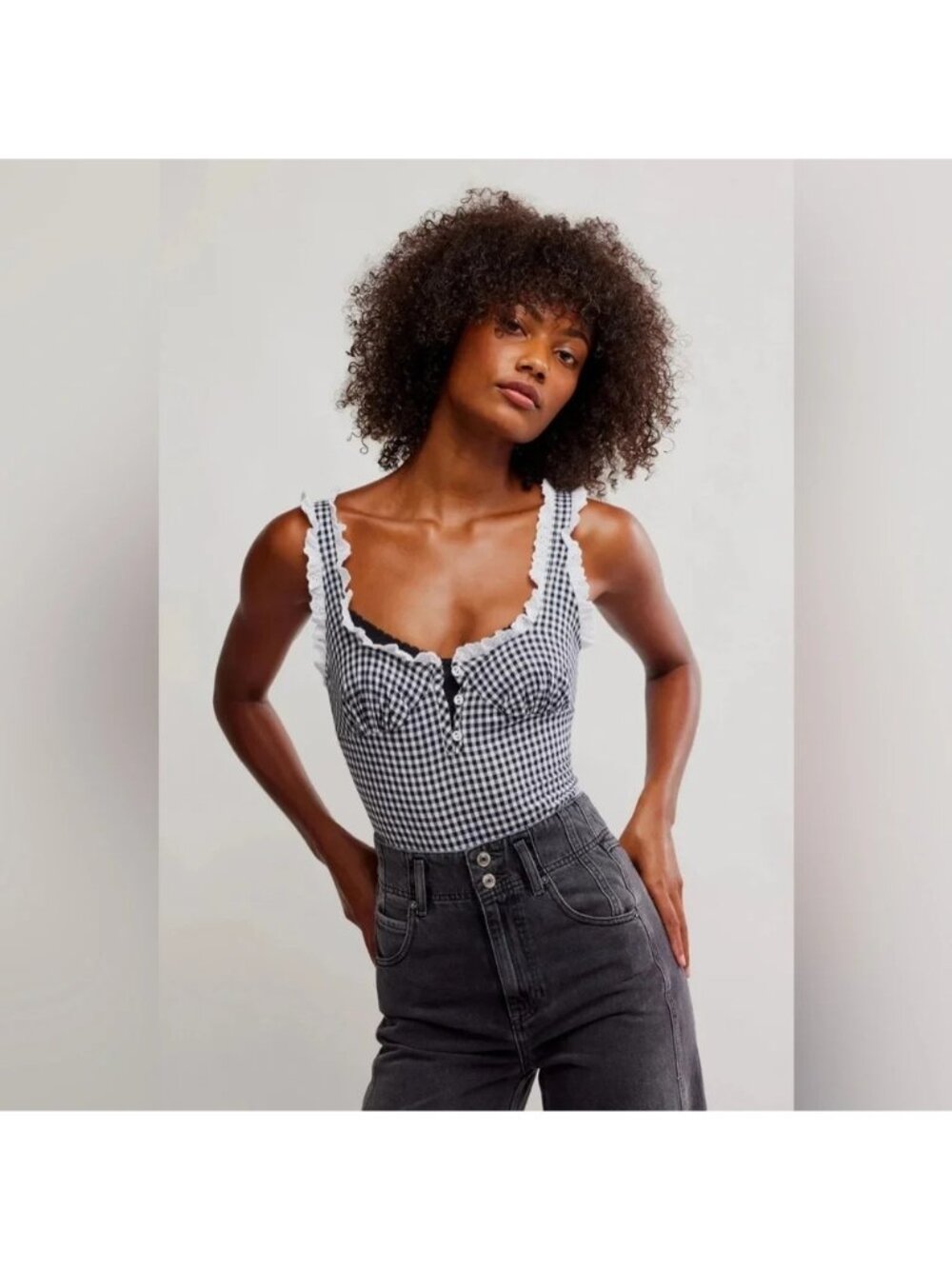 Intimately Free People Gingham Cassie Bodysuit, M